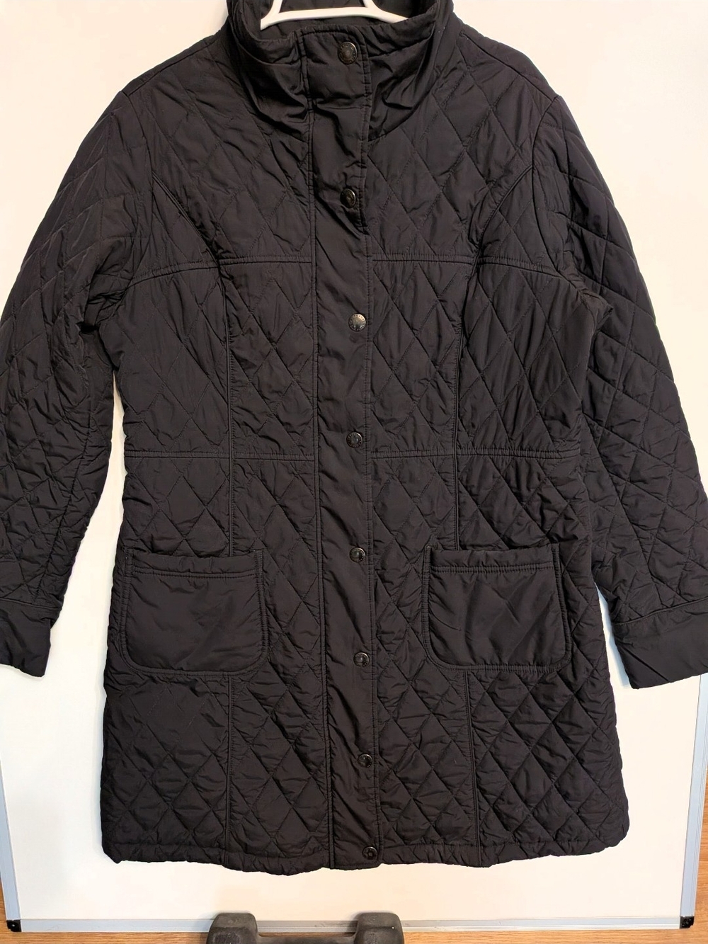 Lands End Classic Quilted Black Women's Coat NO BELT